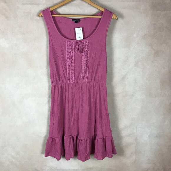 BEBOP Ruffled-Hem Rose Pink Peasant Knit Dress NWT XS - Picture 3 of 10